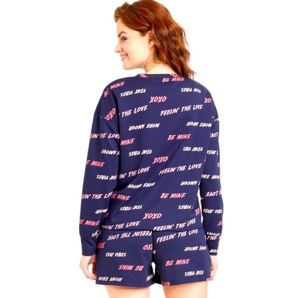 NWT Boxy Cut Sweatshirt & Shorts V-day PJ Set - Picture 3 of 8
